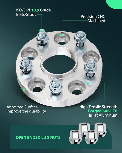 20mm 5x4.5 Wheel Spacers Adapters Set For Honda Cars 64.1mm Hub Bore 12x1.5 Studs 5 Lug Fitment with diagram details