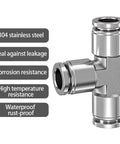 Heavy Duty Rust Proof 304 Stainless Steel Pneumatic Air Hose Fittings With Quick Release Coupling, T-joint design