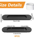8 Pack Matte Black Aluminum Alloy Recessed Oval Sliding Door Handles For Barn Doors Closets Cabinets Drawers And Wardrobes 180mm Length Punch Free No Drill Easy Install Smooth Edges Rust Resistant Finish size details 180x40mm
