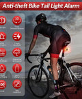 Sticky Bike Alarm Taillight For Happy E-Bike Offroad MTB That Stops Thieves With Sensitive Vibration Sensor To Save Your Ride And Keep You Safe On Dark City Streets With Bright Warning Modes, mounted on rear bike
