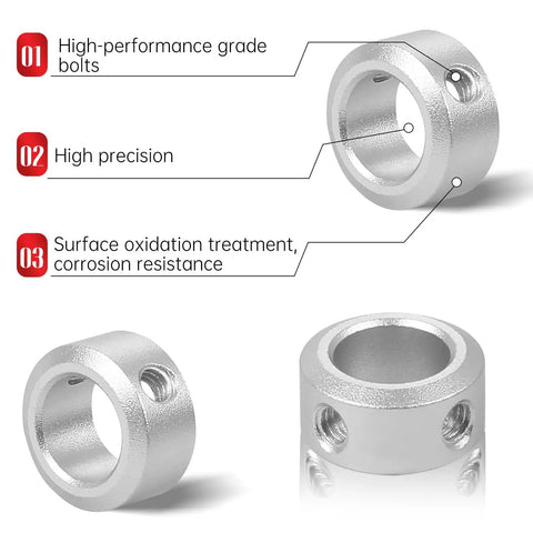 Four Pack Aluminum Clamp On Shaft Collars 10mm Bore 16mm OD High Strength CNC Machine Tool Accessories Easy Install Secure Clamp