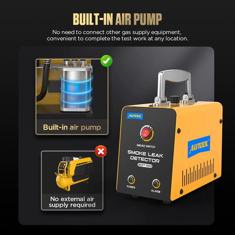Pro Grade EVAP Smoke Tester For Cars With Built In Air Pump 12V Vacuum Diagnostic Tool showing smoke leak detector