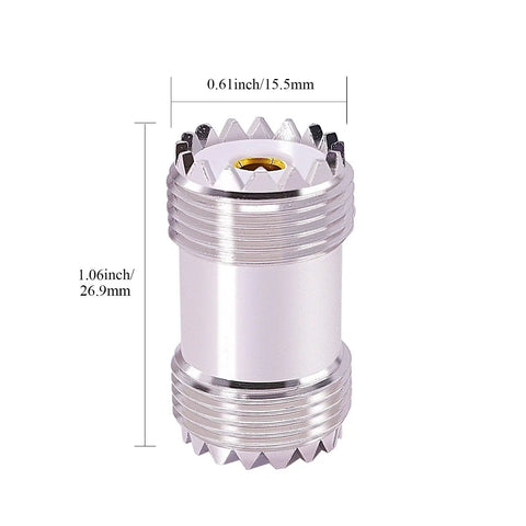 Three Pack Double Female UHF PL259 SO239 Coax Adapter Set For CB Ham Radio Antennas And SWR Meters 50 Ohm Copper Nickel Gold Plated Connectors