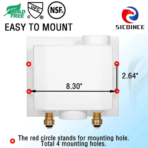 Washing Machine Outlet Box With Water Hammer Arrestor And One Quarter Turn Ball Valves Stop Hammering Noise Easy Install Inlet Half Inch Push To Connect Outlet Three Quarter Inch Male Thread Durable Brass Construction