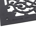 Close-up of Victorian Style Ornate Air Grille For 12 By 14 Opening, heavy duty cast aluminum with black rust resistant finish.