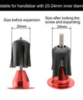 Double Locking Bicycle Grips For Mountain And BMX Dope Rubber Comfort Handlebar Grips showing expansion from 20mm to 24mm