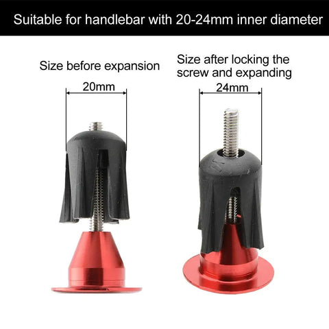 Double Locking Bicycle Grips For Mountain And BMX Dope Rubber Comfort Handlebar Grips showing expansion from 20mm to 24mm