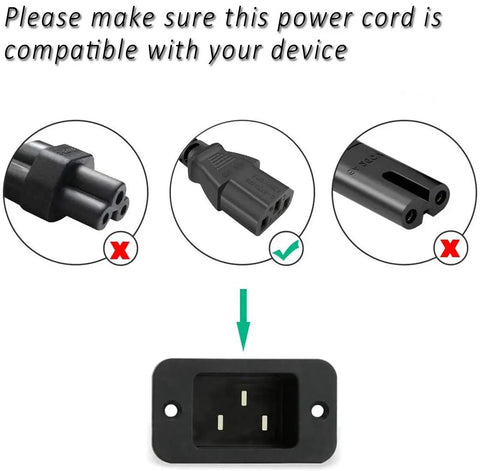 Compatibility diagram for Heavy Duty 18 AWG AC Power Cord For Korg M3 And M361 Synthesizers And Keyboard Workstations, IEC C5