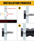 Installation process for Straight Up Built Tough Black Shower Glass Door Handles 2 Pack, showing step-by-step assembly steps.