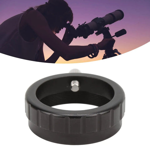 Focusing Converter Telescope Adapter M35x0.75mm To 1.25 Inch Interface for Nebula Viewing Gear with silhouetted stargazer and telescope.