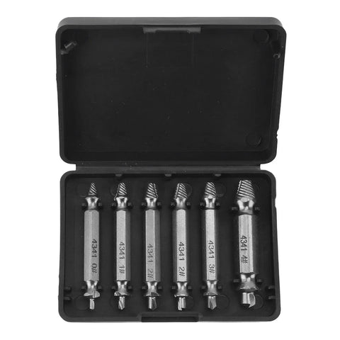 Hamwesh 6 Piece High Speed Steel Stripped Screw Extractor Kit For Rusty Broken Bolts Fasteners With Left Hand Drill Bits Quick Removal Tool Set For Any Surface No Slip Grip Efficient And Easy Job in black case