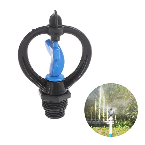 360 Degree Garden Sprinkler Nozzle For Lawn And Garden 1/2 Inch To 3/4 Inch Rotary Irrigation Sprayer With Three Nozzle Tubes Easy Install Water Saving Sprayer For Lawn Trees And Aeroponic Tower Garden System in black ABS material
