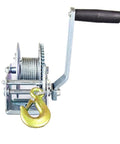 Heavy Duty Electric Hoist Hand Crank Winch Crane 3000 LB Capacity Wire Rope Lifter close-up view with hook and crank handle.