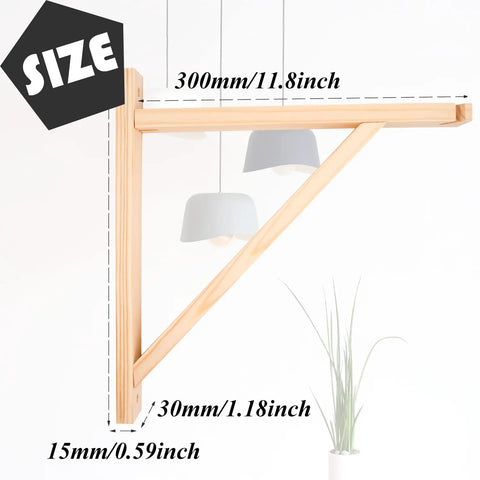 Heavy Duty Wall Mount Wooden Brackets For Pendant Lights And Sconces Hella Sturdy Shelf Supports, 300mm size with lighting.