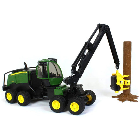1:16 Scale Harvester Toy With Rotating Cab And Tree Trunk Access, realistic forestry vehicle with crane lifting tree trunk