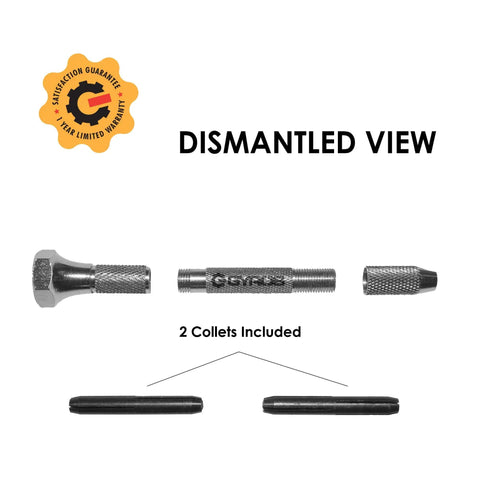 Swivel Head Pin Vise Hand Drill With Anti-Slip Nickel Plated Steel Body And 2 Reversible Collets, Handy Tiny Precision Drill For Jewelry Making Plastic And Wood From 0 To 1/8 Inch