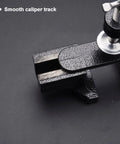 Close-up of 2 Inch Mini Bench Vise Beefy Heavy Duty Table Clamp with anti-slip jaws on smooth caliper track