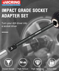 Impact Socket Adapter Set For Drill And Impact Wrench, Drive Sizes Quarter, Three Eighths, Half Drive, in use with tire maintenance