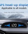 Smart GPS Head Up Display With Anti Glare Hd Screen For Chevrolet Volt Bolt Ev Blazer Ev showing speed on a dashboard while driving.