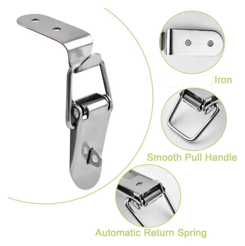 Stainless Steel 90 Degree Hook Lock Bolt Spring Loaded Draw Toggle Latch Clamp 4 Pack For Doors Drawers Cabinets Closets Toolbox Case