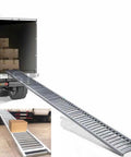 Folding Stainless Steel Conveyor Roller 13ft for Truck Trailers and Warehouses with boxes loaded for easy transportation.