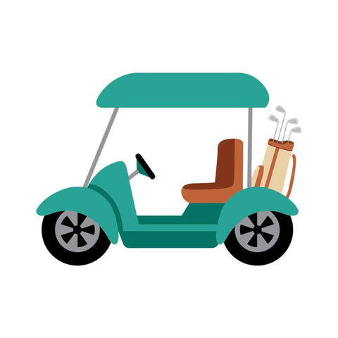 Top Shelf 11 Oz Ceramic Coffee Mug Featuring Fresh Golf Cart Artwork And Legit Durable Glazed Finish Crafted For Weekend Golfer Vibes And Smooth Sippin Through Any Round, illustration of a golf cart with clubs.