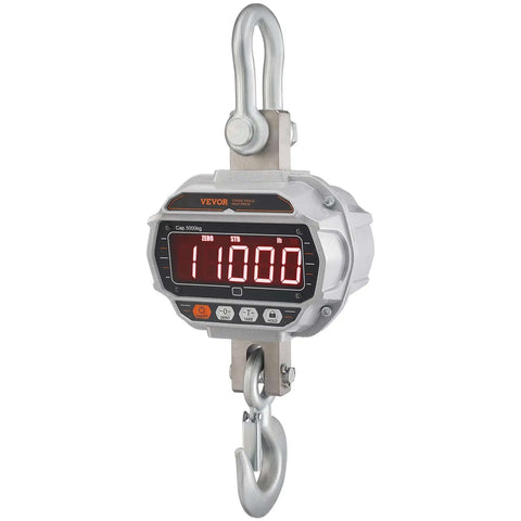 Digital Crane Scale 11000 Lbs 5000 Kg Heavy Duty Hanging Scale With Remote Control Cast Aluminum Case And LED Display