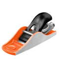 Pro Grade O1 Tool Steel Low Angle Block Plane features orange ductile iron body and adjustable depth for woodworking projects.