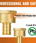 Pack Of 25 PEX Half Inch NPT Female Threaded Adapters Lead Free Brass Fittings NSF ANSI 61 UPC Certified Drinking Water Safe
