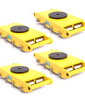 Heavy Duty Gear Handling Dolly Moving Skate With Low Profile Machinery Dolly 360 Degree Rotating Non Slip Turntable For Warehouse And Factory Heavy Cargo Up To 12 Tons, yellow dolly set on white background