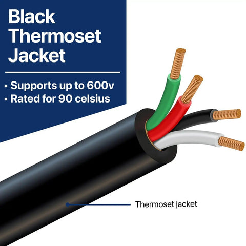 14 Gauge 4 Conductor SOOW Workhorse Portable Power Wire 14-4 Electrical Cable Up To 600V With Durable Outer Jacket, close-up view.