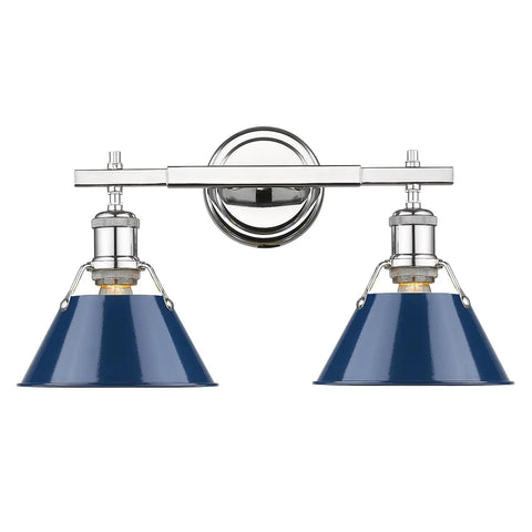 Industrial Chrome Bathroom Vanity Light With Navy Shade Vintage Orwell Style Bath Fixture For Modern Homes front view