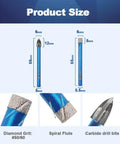 Front view: blue 10-piece diamond hole saw drill bit set with round shanks, 6mm diameter for porcelain tile and stone.
