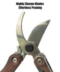 Close-up of sharp blades on 7 In 1 Garden Pruning Shears Folding Multitool With 8 Inch Professional Garden Scissors.