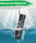 Rugged Off Road Motorcycle Tool Tube Waterproof Storage Box showing waterproof feature with splashing water effect