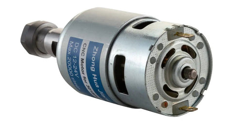 Beefy 20000RPM CNC Spindle Motor 775 with 5mm ER11 shaft for 3018 routers, showing side view of motor design.