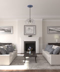 Living room with Rose Ceiling Medallion With Americana Crackle Finish, 18 Inch Exterior Diameter above central light fixture.
