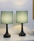 Blue Green Bedside Lamps Set Of 2 With Fabric Shade And Metal Base Small Table Lamps For Bedroom Living Room And Office Cozy Modern Lighting For Desks And Dresser Perfect Accent Lights