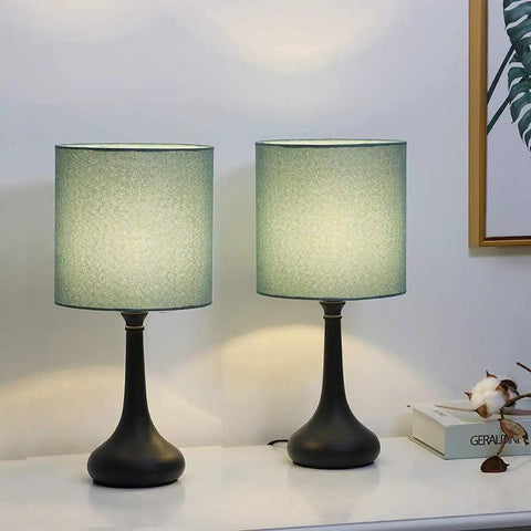 Blue Green Bedside Lamps Set Of 2 With Fabric Shade And Metal Base Small Table Lamps For Bedroom Living Room And Office Cozy Modern Lighting For Desks And Dresser Perfect Accent Lights