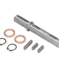 Alloy steel output shaft, 18mm dia x 128mm long, with spacers, keys and circlips for NMRV040/RV040 reducers