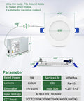 Dang Good Value 12 Pack 4 Inch Led Recessed Ceiling Lights Dimmable Downlights 9W Beats 60W 5Cct showing specifications and dimensions.