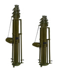 Heavy Duty Hand Crank Telescopic Mast Four Meter Aluminum Pole in green color, showcasing durable build and manual operation.