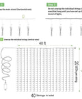 Installation diagram of Epic Outdoor 40Ft By 10Ft 800 LED Curtain Lights With Plug In Hanging String Lights, showing 40 strings.