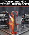 Red High Strength Thread Locker For Nut And Bolt Assemblies, Industrial Grade Lock Tight, Resists Leakage, Shock, And Vibration