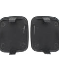 Front Left And Right Tow Hook Cover Caps For Lexus RX330 2004 To 2006 And RX350 2007 To 2009 Front Bumper Tow Hook Covers Replacement Two Piece Set Kit, showing rear view of black caps