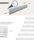 Elliptus Series 7 Ft Galvanized Steel Slip-On Baseboard Heater Cover dimensions and sizes chart, white, rust-resistant