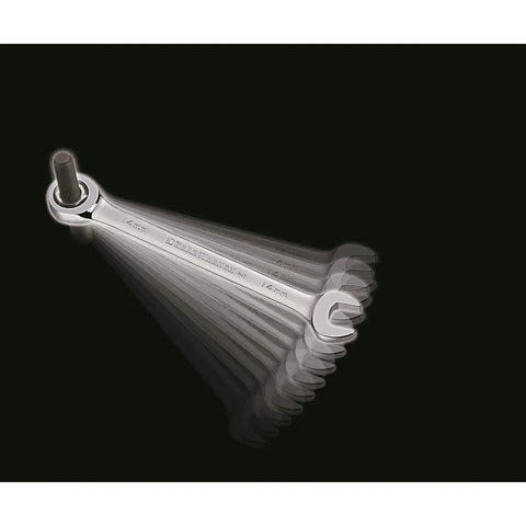 Three Eighths Inch Ratcheting Wrench With Seventy Two Tooth Box End Minimal Five Degree Swing Off Corner Loading motion demonstration