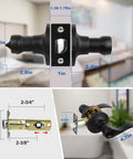 Close-up of 4 Pack Black Wave Style Privacy Door Handles With Lock For Bedroom And Bathroom Interior Doors showing dimensions.
