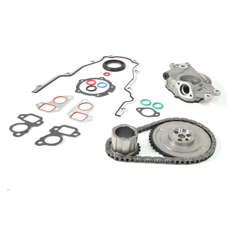 Premium Timing Chain Kit Fits 2007-2013 Chevy Avalanche And Silverado Plus Suburban Sierra With 5.3L 6.0L 6.2L Engines Durable Metal Build Slays Stretching Issues Keeps Your Ride Rockin Hard. timing chain kit with sprocket, gasket set, and oil pump housing
