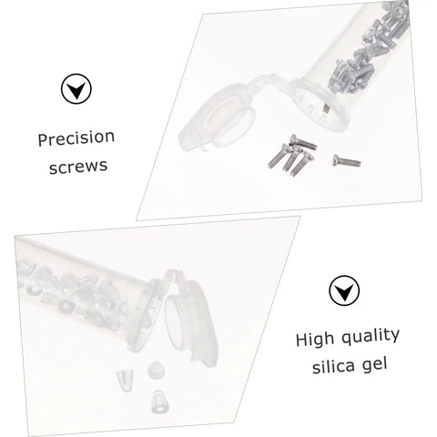 Close-up of screws and nose pads from Two Sets Eyeglass Repair Tool Kit With Screws, Nose Pads, And Ear Grips For Quick Fixes Of Glasses